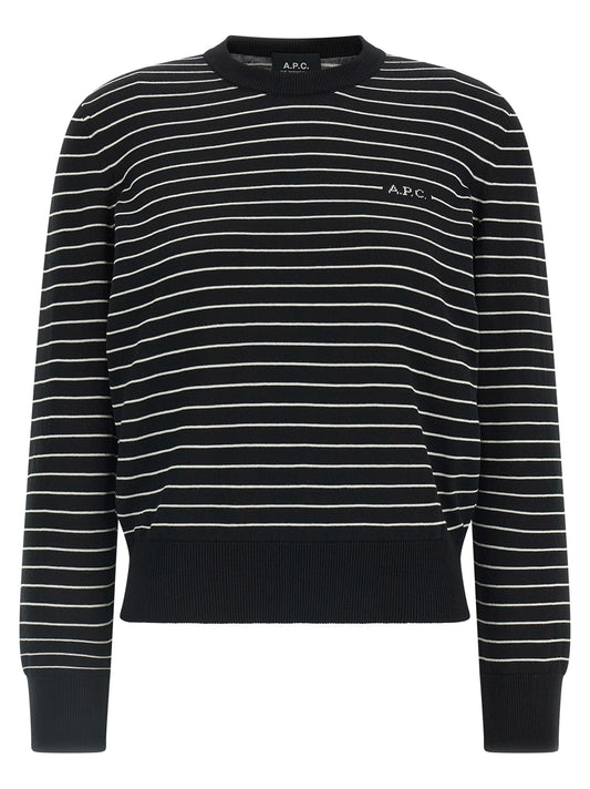 Cardigan by A.P.C. for women in cotton bicolour, black, white & striped showcases a captivating silhouette, artfully detailed with a captivating long-sleeve and for a truly sophisticated captivating look.