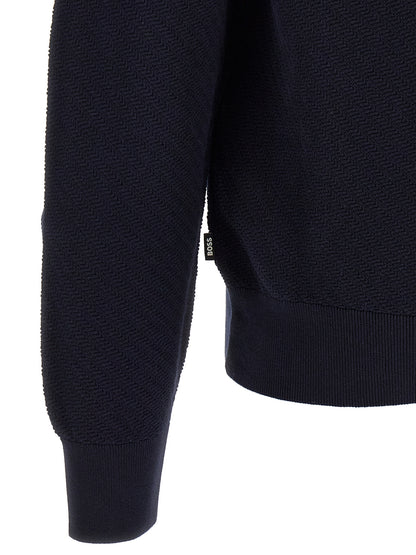 Polo Shirt by Hugo Boss for men in cotton navy presents a sleek silhouette, featuring a refined and for a sleek finish.