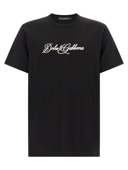 T-Shirt by Dolce & Gabbana for men in cotton black & white showcases a chic silhouette, artfully detailed with a chic crew neckline and for a chic finish.