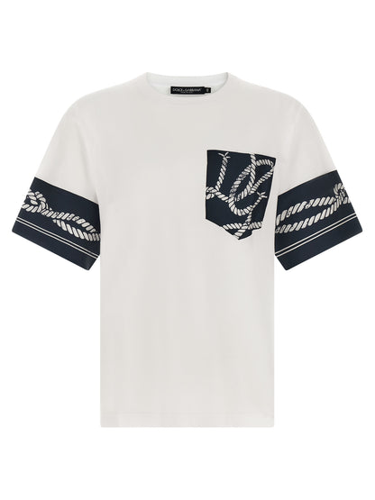 T-Shirt by Dolce & Gabbana for men in cotton & silk blue, patterned & print features an on trend silhouette, perfectly showcasing a on trend and round neckline for an elevated aesthetic.