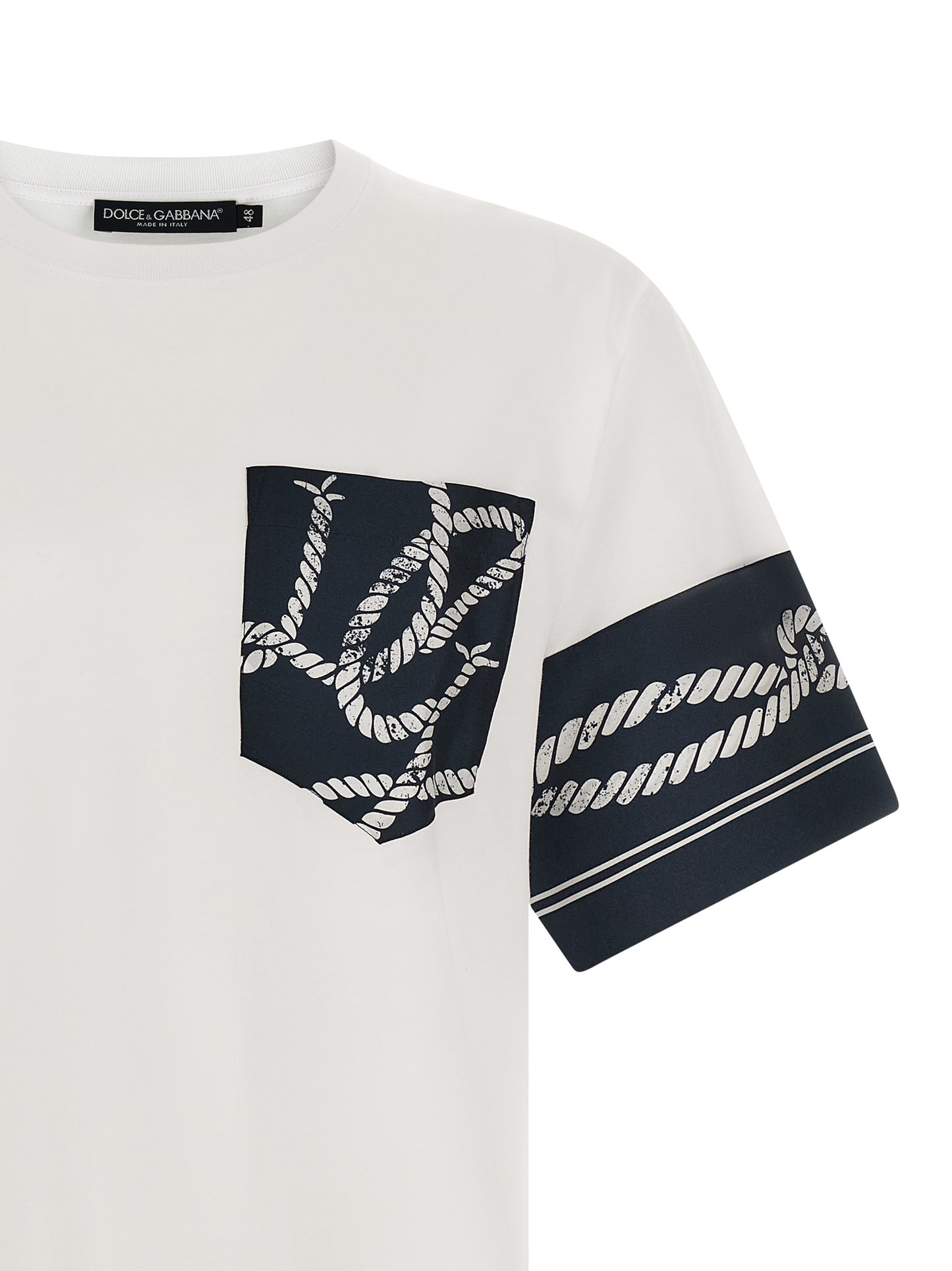 T-Shirt by Dolce & Gabbana for men in cotton & silk blue, patterned & print showcases a unassuming silhouette, artfully detailed with a refined and unassuming for a sophisticated, contemporary look.