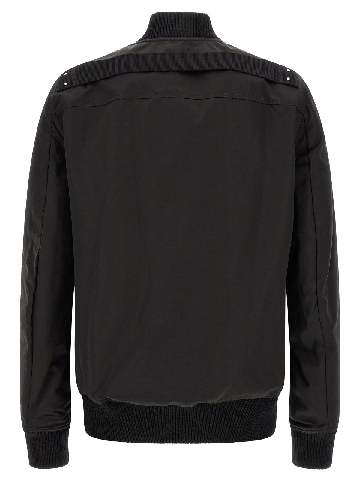 This Bomber Jacket by Rick Owens for men in nylon & cotton black & silver exhibits a edgy silhouette, meticulously detailed with functional pockets and a edgy for a edgy finish.
