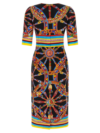 Dolce & Gabbana Multicolor Silk Midi Dress