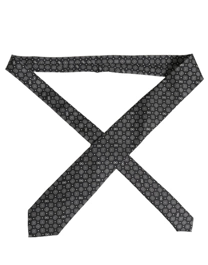 Dolce & Gabbana Men Black DG Logo 100% Silk Adjustable Tied Necktie Tie