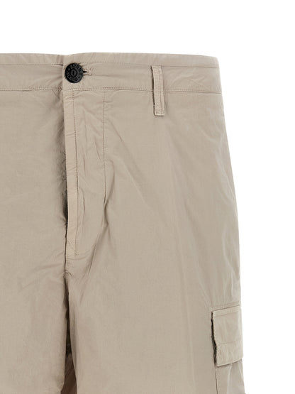 Stone Island Gray Cotton Bermuda Shorts