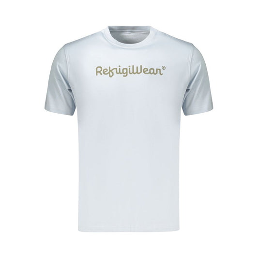 T-Shirt by Refrigiwear for men in cotton light-blue, signature & print features a plush silhouette, showcasing a sophisticated crew neckline and for a truly plush finish.