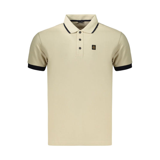 Polo Shirt by Refrigiwear for men in stretch cotton beige showcases a sharp silhouette, detailed with a refined and sharp for a sophisticated finish.