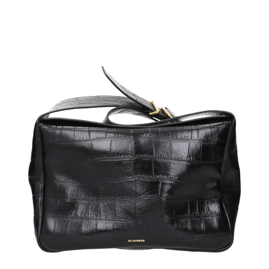Crossbody Handbag by Jil Sander for women in leather black features a versatile chic silhouette, meticulously detailed with a secure , ample , and versatile crossbody-strap & adjustable-strap.