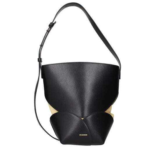 Crossbody Handbag by Jil Sander for women in leather black features a transformative elegance silhouette, showcasing a secure , organized , and versatile crossbody-strap & adjustable-strap for a transformative elegance look.