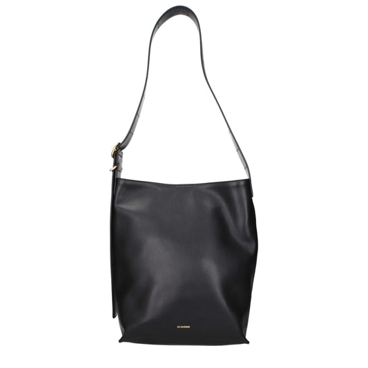Crossbody Handbag by Jil Sander for women in leather black features a transformative sophistication silhouette, showcasing a secure , ample , and versatile crossbody-strap & adjustable-strap for a transformative sophistication look.