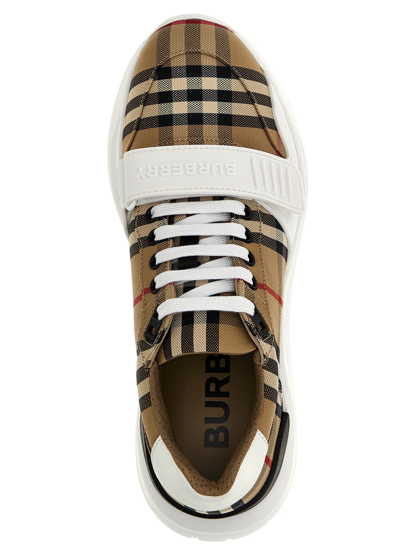 Athletic Sneakers by Burberry for men in suede calf leather & cotton beige & print features an timeless silhouette from the Men's Athletic Suede Calf Leather & Cotton Sneakers collection, showcasing a timeless athletic style for a timeless look.