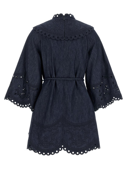 Zimmermann Blue Cotton Short Dress