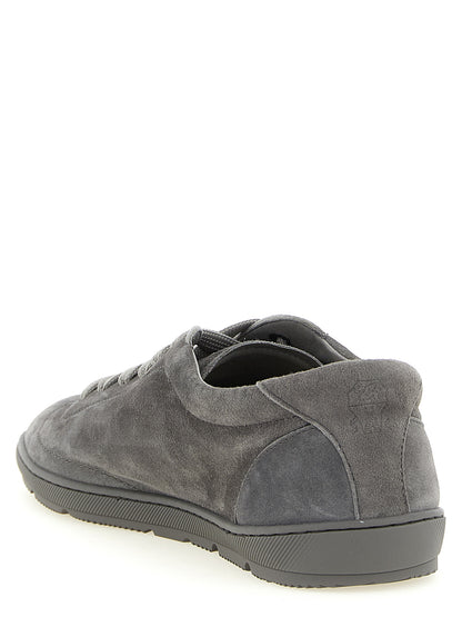 Brunello Cucinelli Gray Calfskin Low Top Sneakers