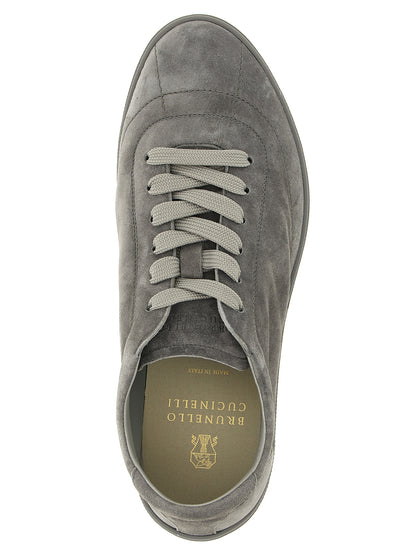 Brunello Cucinelli Gray Calfskin Low Top Sneakers