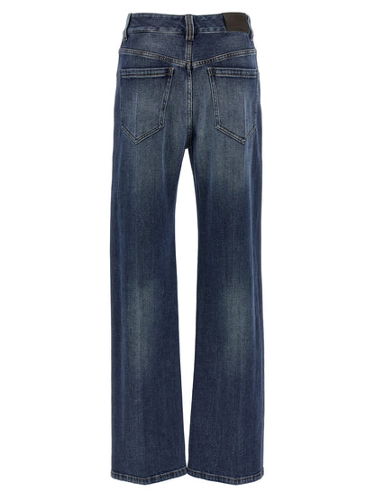 Jeans by Brunello Cucinelli for women in stretch denim cotton blue features an sartorial straight-leg, relaxed-fit & wide and long with a cut for a sartorial finish.