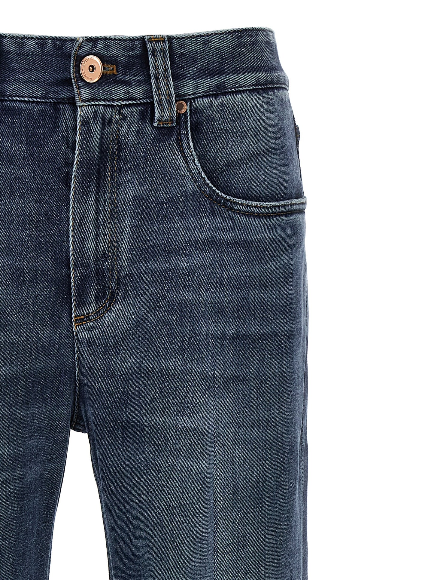 Jeans by Brunello Cucinelli for women in stretch denim cotton blue features an refined tailoring silhouette, showcasing a premium straight-leg, relaxed-fit & wide with a and long cut for a refined tailoring look.