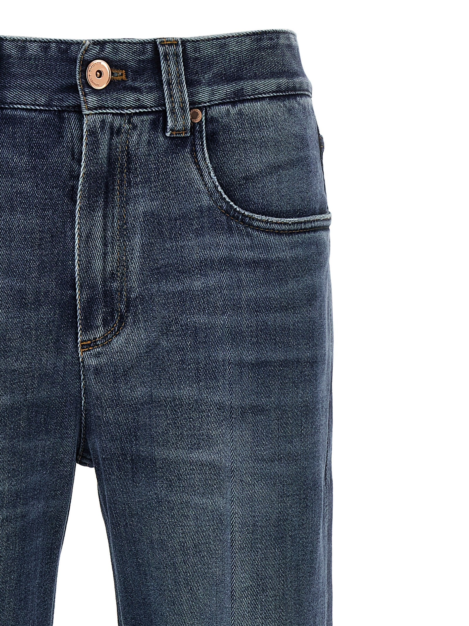 Jeans by Brunello Cucinelli for women in stretch denim cotton blue features an refined tailoring silhouette, showcasing a premium straight-leg, relaxed-fit & wide with a and long cut for a refined tailoring look.