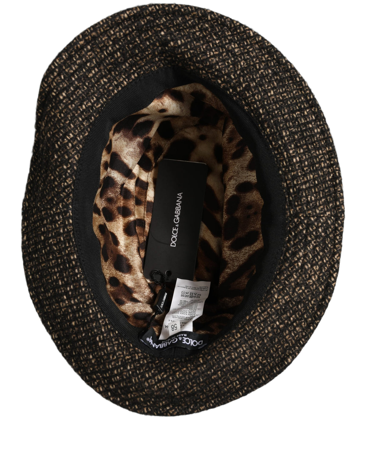 Dolce & Gabbana Fedora Ribbon Nylon Polyester Alpaca Wool Tweed - Gray