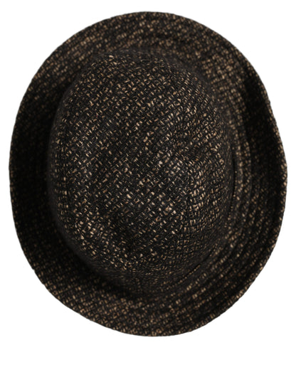 Dolce & Gabbana Fedora Ribbon Nylon Polyester Alpaca Wool Tweed - Gray