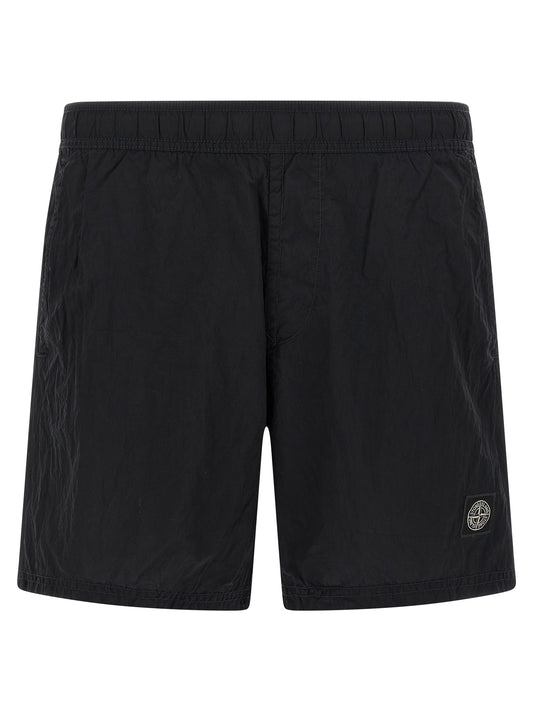 Stone Island Men's Polyamide Mesh Metal & Nylon Swim Shorts - Blue