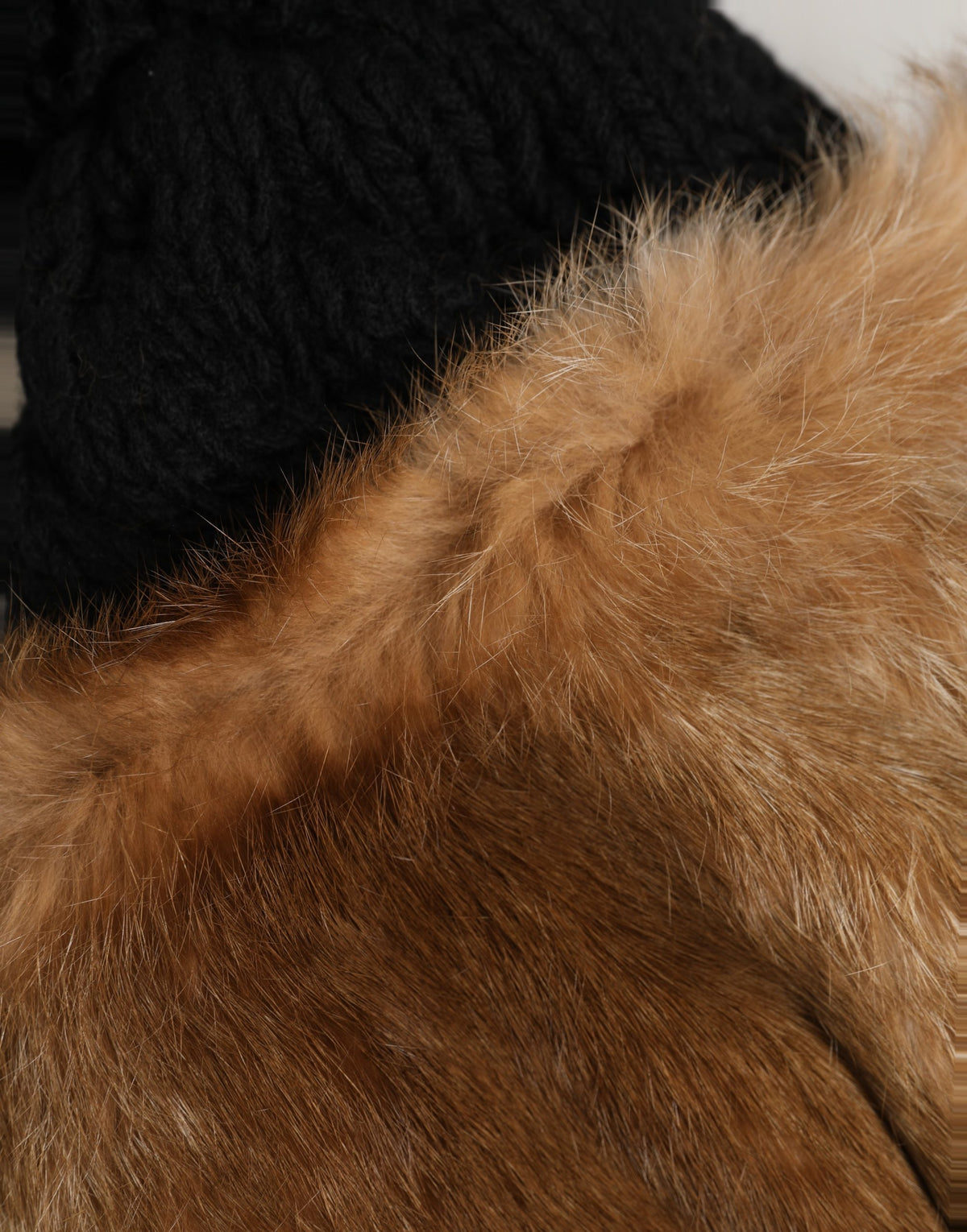 Dolce & Gabbana Rabbit Fur & Virgin Wool Beanie Hat - Black Brown Signature