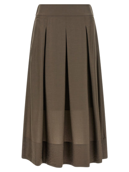 Peserico Brown Lycra Midi Skirt