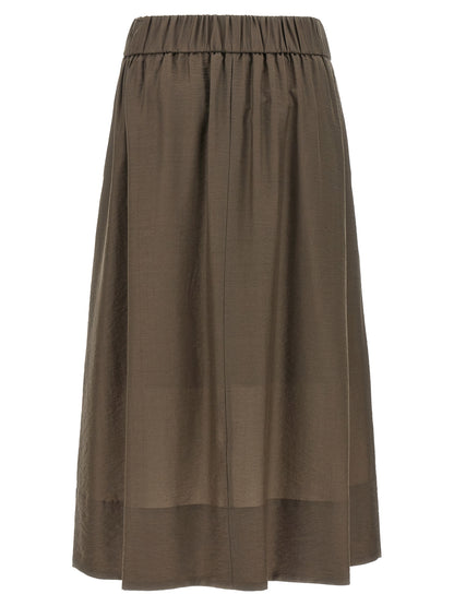 Peserico Brown Lycra Midi Skirt