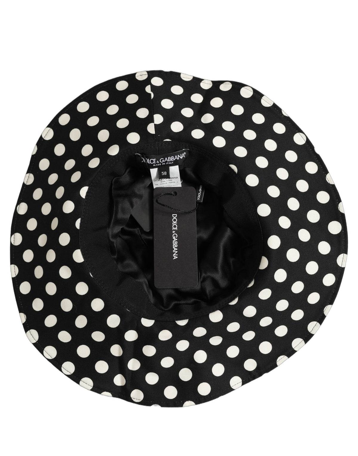 Dolce & Gabbana Silk & Cotton Bucket Hat - Black White Patterned Signature Striped