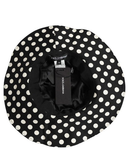 Dolce & Gabbana Silk & Cotton Bucket Hat - Black White Patterned Signature Striped