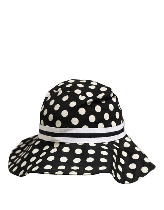 Dolce & Gabbana Silk & Cotton Bucket Hat - Black White Patterned Signature Striped