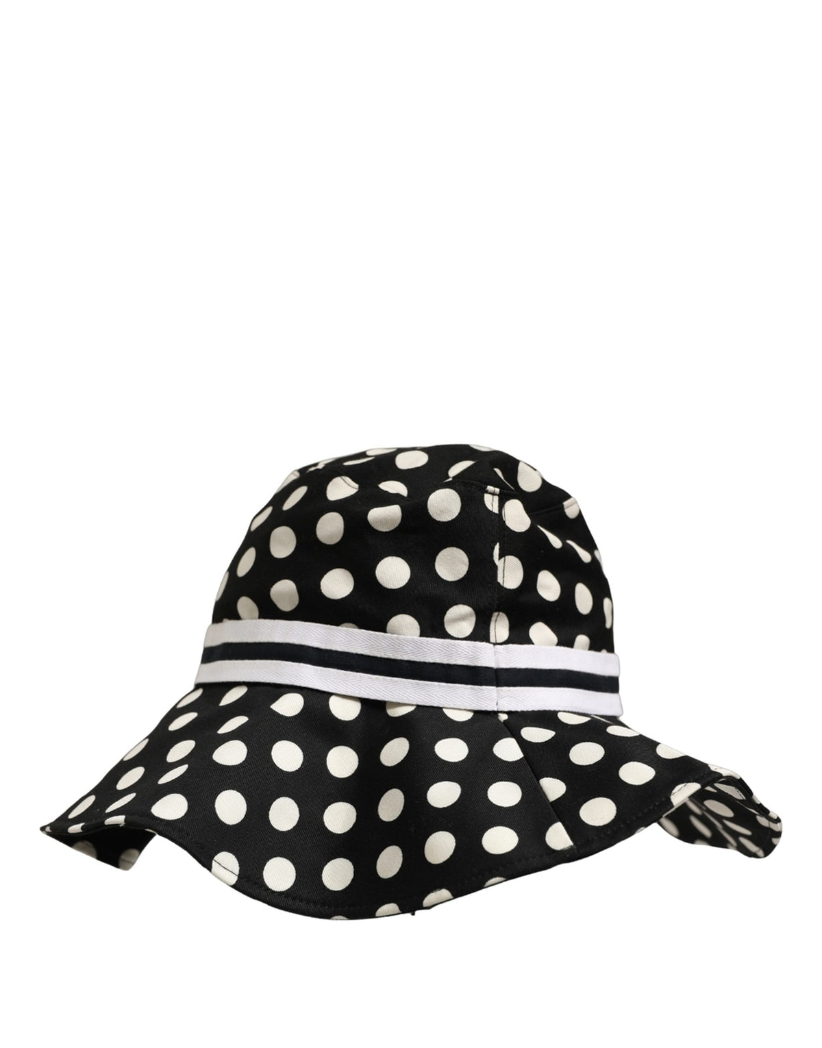 Dolce & Gabbana Silk & Cotton Bucket Hat - Black White Patterned Signature Striped