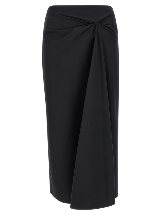 Skirt by Max Mara for women in satin polyamide & cotton black features a captivating silhouette, showcasing the captivating Women's Asymmetrical Satin Polyamide & Cotton Skirt design with a sophisticated midi for a captivating look.