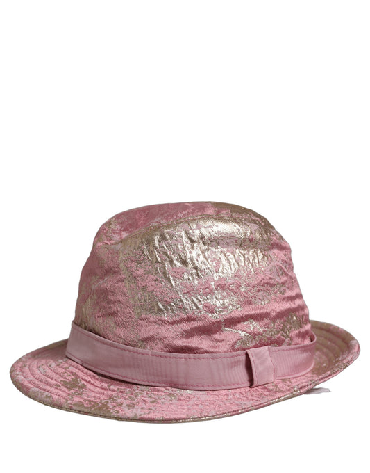 Dolce & Gabbana Polyester & Silk Bucket Hat - Pink Patterned Jacquard Signature Monogram