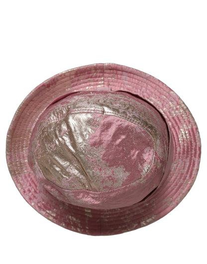Dolce & Gabbana Polyester & Silk Bucket Hat - Pink Patterned Jacquard Signature Monogram