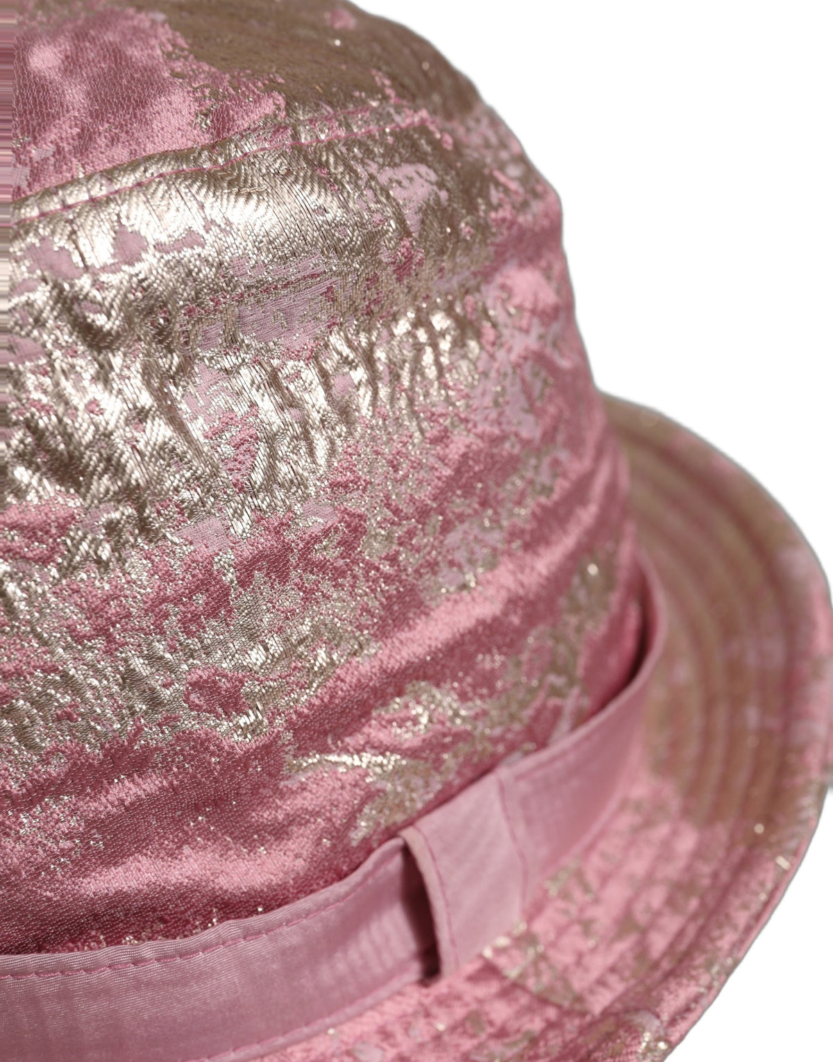 Dolce & Gabbana Polyester & Silk Bucket Hat - Pink Patterned Jacquard Signature Monogram