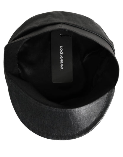 Dolce & Gabbana Black Cotton Gold DG Chain Baker Boy Capello Hat