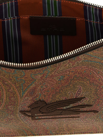 Etro Brown Cotton Clutch Bag