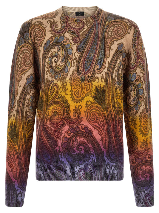 Cardigan by Etro for men in wool multicolor & paisley features a dramatic silhouette, showcasing a sophisticated and dramatic detail for a timeless, premium look.