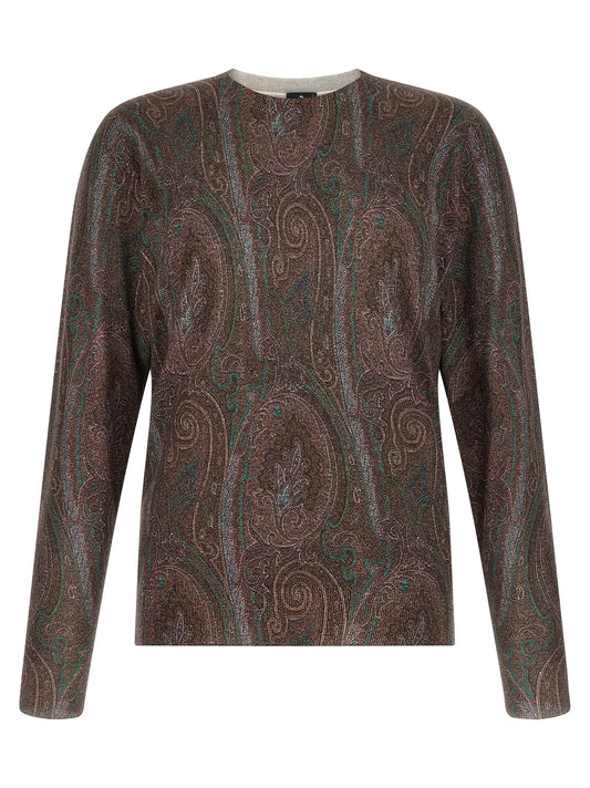 Cardigan by Etro for men in cashmere silk bordeaux, burgundy, teal, paisley & print features a dramatic silhouette, showcasing a sophisticated and dramatic detail for a timeless, premium look.