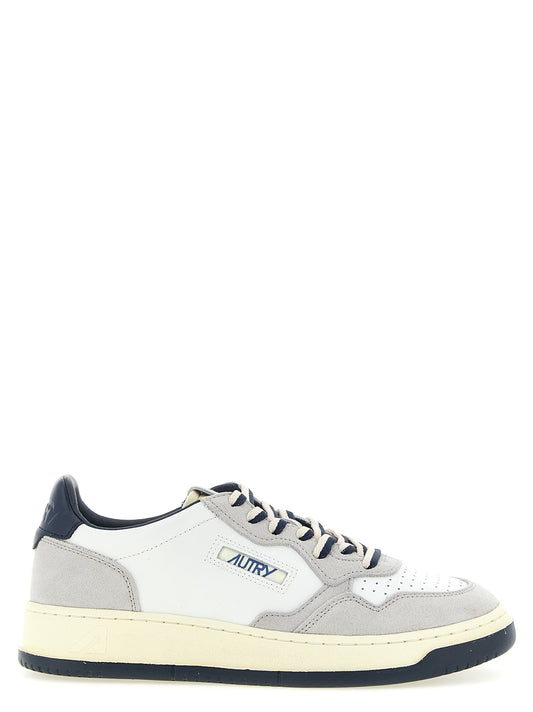 Athletic Sneakers Autry men cotton & cowhide suede leather multicolor & navy featuring a avant-garde Men's Low Top Cotton & Cowhide Suede Leather Athletic Sneakers design with a avant-garde low-top style for a refined finish.