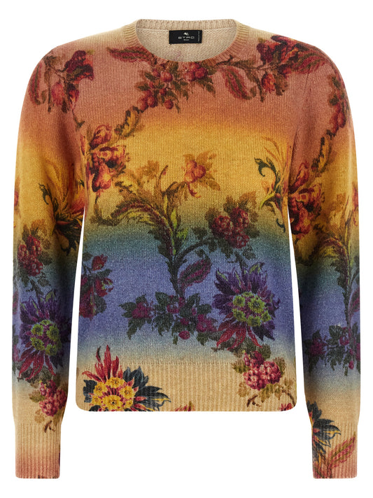 Cardigan by Etro for women in wool multicolor, floral & jacquard features an crisp silhouette, showcasing a sophisticated crew neckline and detail for a truly crisp finish.