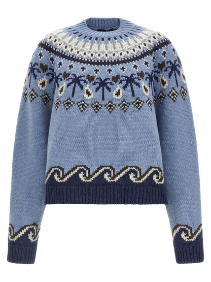 Alanui Blue Virgin Wool Cardigan