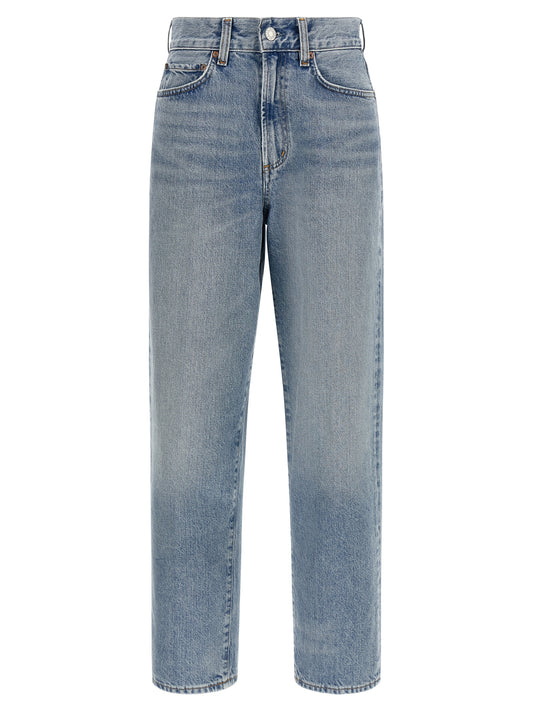 Jeans by Agolde for women in denim cotton blue & indigo features an sophisticated high rise and straight-leg with a precise long, creating a sophisticated and sophisticated silhouette.