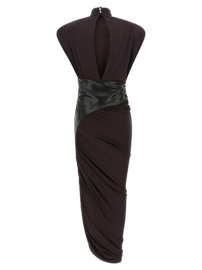 The Andamane Bordeaux Viscose Midi Dress
