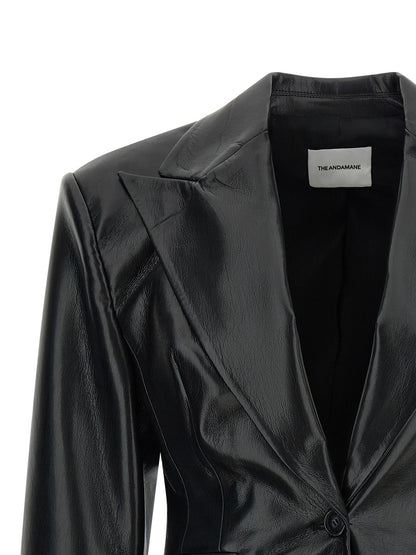 The Andamane Black Polyester Blazer