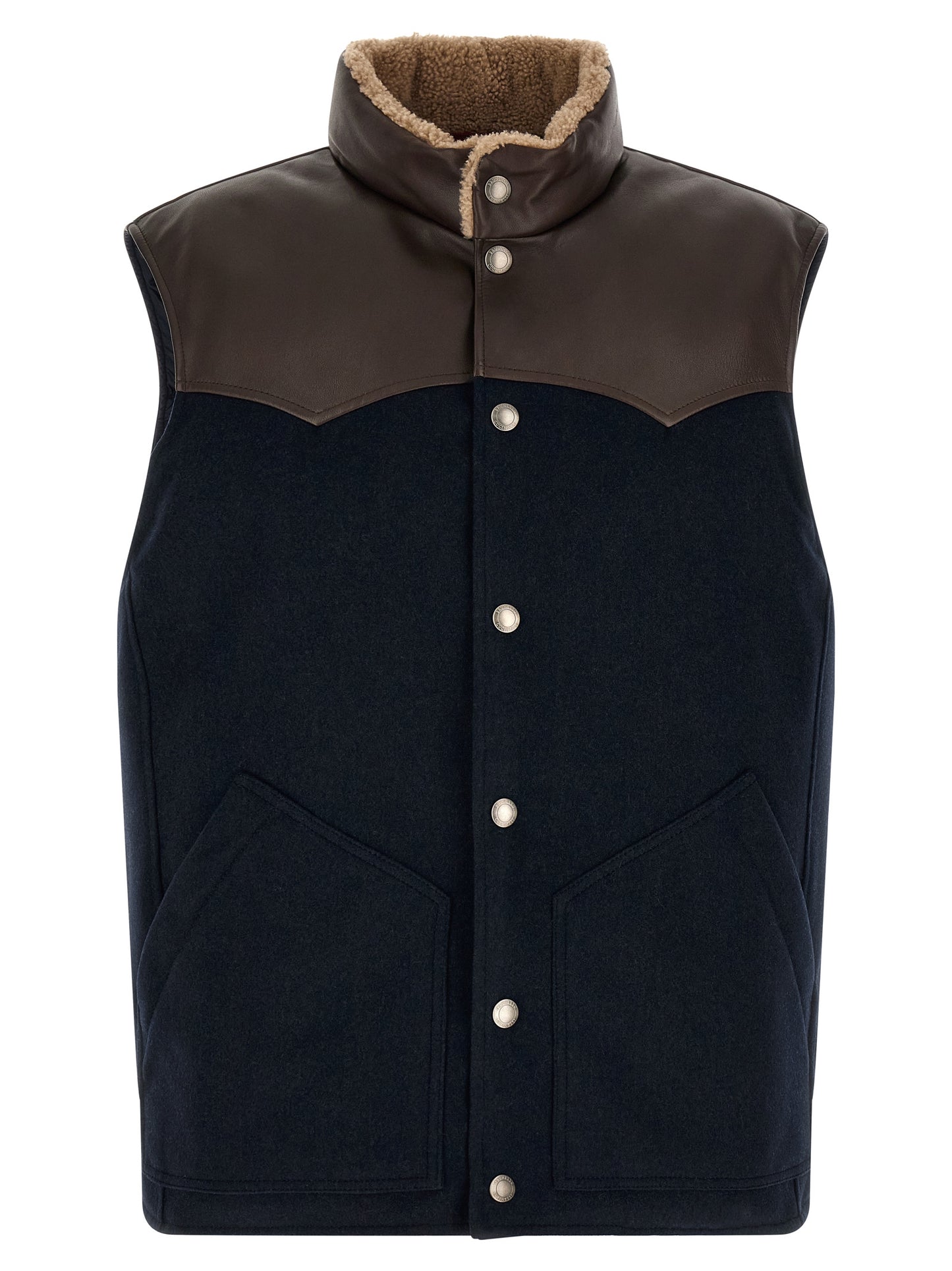 Brunello Cucinelli Blue Wool Sleeveless Jacket