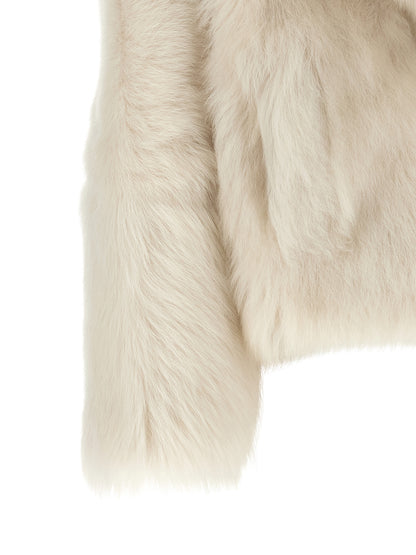 BLANCHA White Lamb Fur Full-Length Jacket
