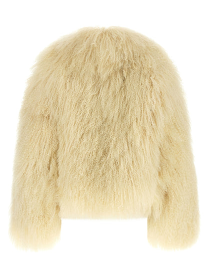 BLANCHA Beige Cashmere Biker Jacket