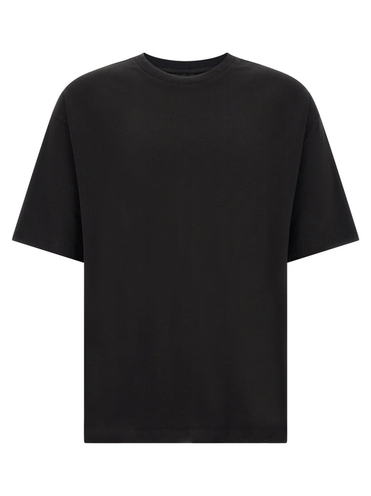 T-Shirt by Thom Krom for men in modal & cotton black & signature showcases a chic silhouette, artfully detailed with a chic crew neckline and short-sleeve for a chic finish.