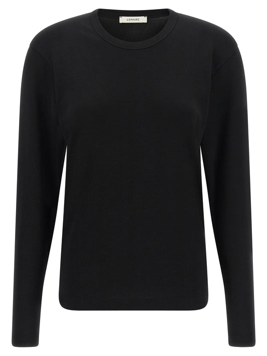 Cardigan by Lemaire for women in cotton black features an crisp silhouette, showcasing a sophisticated crew neckline and long-sleeve detail for a truly crisp finish.